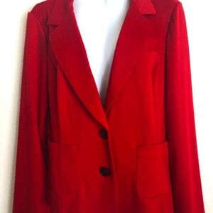 Small Women’s Blazer Jacket Bright Red Long Sleeves Flattering Lapel | Christmas